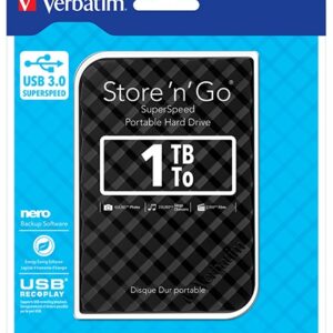 Verbatim 1TB 2.5' USB 3.0 Black Store'n'Go HDD Grid Design