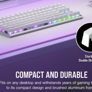 Corsair K60 PRO TKL RGB Compact Tenkeyless Optical-Mechanical Gaming Keyboard- White, USB-C Fast Setup, Fast Input. PBT Doubleshot KeyCaps