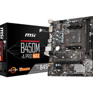 MSI B450M-A PRO MAX AMD M-ATX Motherboard - AM4 Ryzen, 2xDDR4, 4xSATAIII, M.2, 4xUSB3.2, 2xUSB2.0, 1xPCIE x16, DVI-D 1xHDMI
