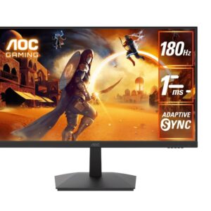AOC 27' 180hz 1ms VA, FHD 1080 Adaptive Sync, 300 cd/m2, HDMI 2.0, DP 1.4, Line in & Earphone x 1,  VESA 100mm, Flicker FREE Low Blue,  Gaming Monitor