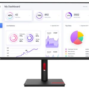 LENOVO ThinkVision T32p-30 31.5'/32' UHD Monitor IPS 4K 3840x2160 16:9 Anti-Glare Height Adjustable Tilt Swivel Pivot DP HDMI 90W USB-C 4xUSB3.1 Hub