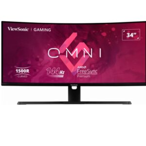 ViewSonic 34' Curved 3440x1440, 144Hz, 1500R , HDR10, Adaptive Sync, 2x HDMI, 2x DP, Speaker, VESA 100,  VX3418-2KPC Office Gaming Ultra Wide Monitor