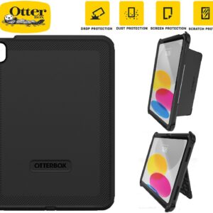 OtterBox Defender Apple iPad (10.9') (10th Gen) Case Black - (77-89953), DROP+ 2X Military Standard, Built-in Screen Protection,  7 Years Warranty