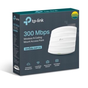 TP-Link EAP110 Omada 300Mbps Wireless N300 Ceiling Mount Access Point 1x1Gbps RJ45 PoE 1x Console Port 2x4dBi Omni Internal Antenna,Omada