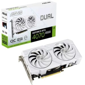 ASUS nVidia GeForce DUAL-RTX4070S-O12G-EVO-WHITE RTX4070 SUPER EVO OC Edition 12GB GDDR6X 2520 MHz Boost Clock, RAM 21Gbps, 3xDP, 1xHDMI